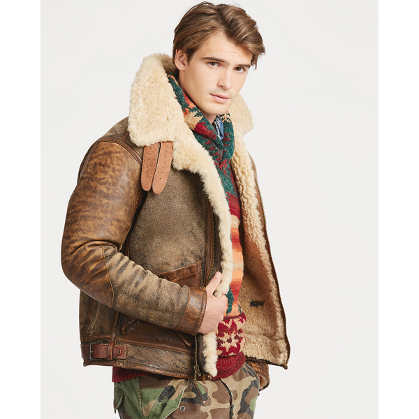 shearling bomber jacket ralph lauren