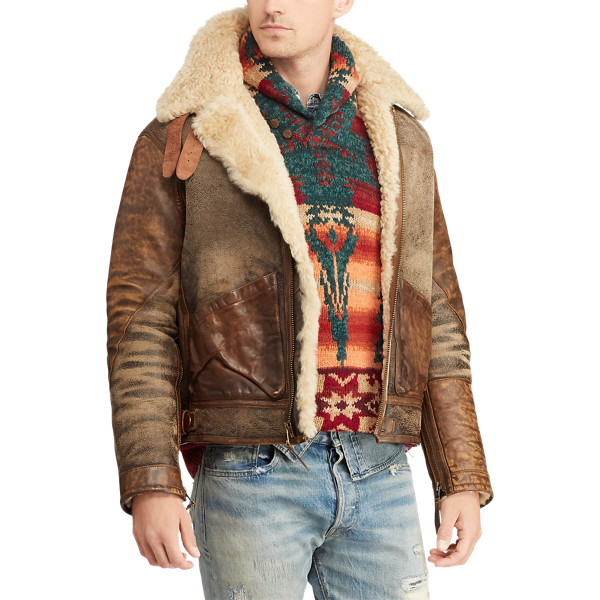 shearling bomber jacket ralph lauren