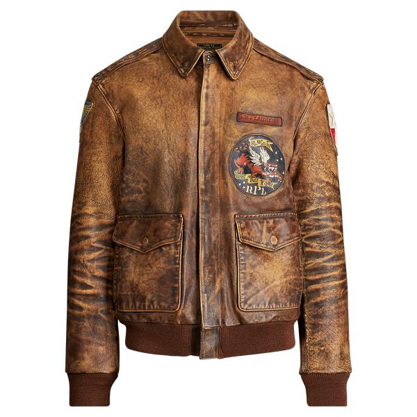 ralph lauren men's leather bomber jackets