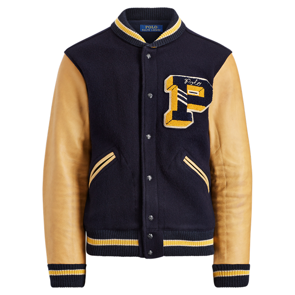 polo ralph lauren men's iconic letterman jacket