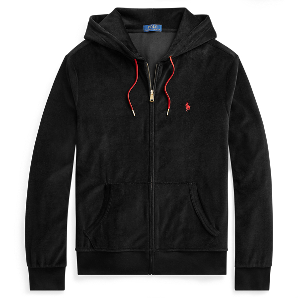 polo ralph lauren velour full zip hoodie