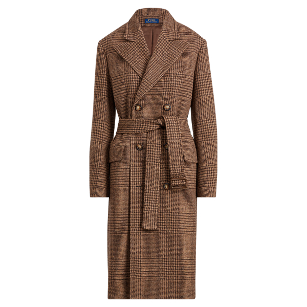 glen plaid wool trench