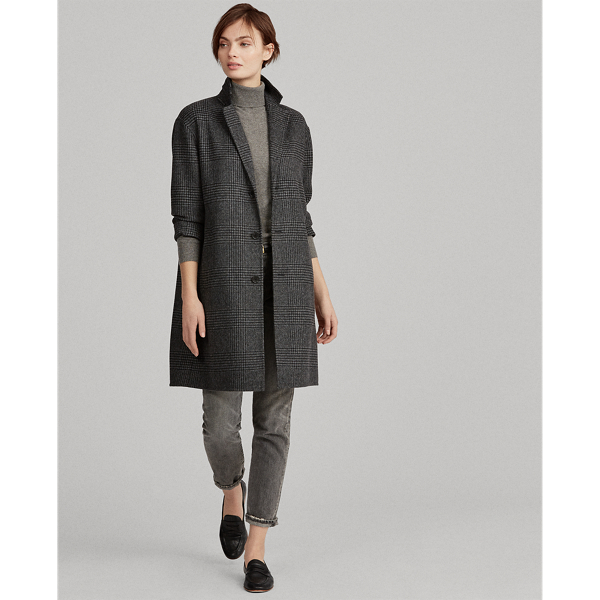 polo ralph lauren glen plaid wool trench
