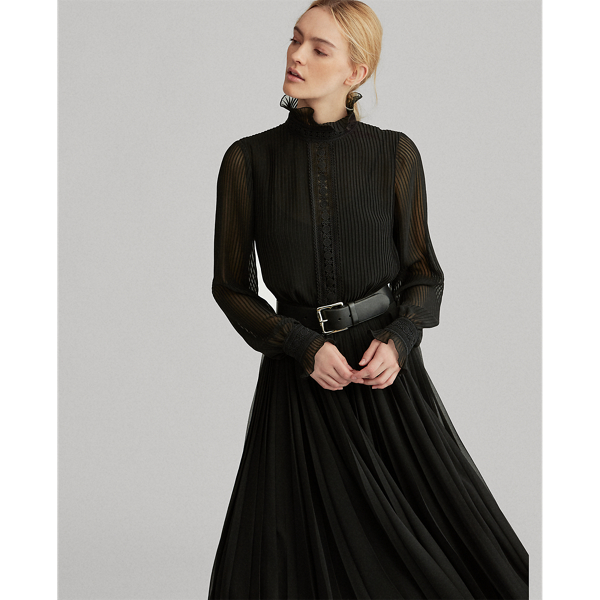 ralph lauren pleated georgette dress