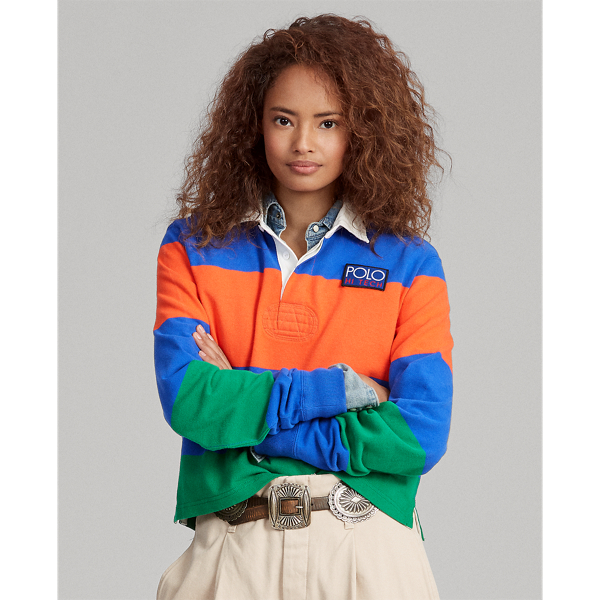 Cropped Cotton Rugby Shirt for Women | Ralph Lauren® IE