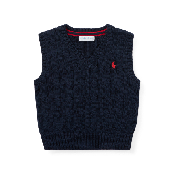 Ralph Lauren Bambino Abbigliamento Cappotti e giubbotti Gilet Gilet in maglia di cotone a trecce 