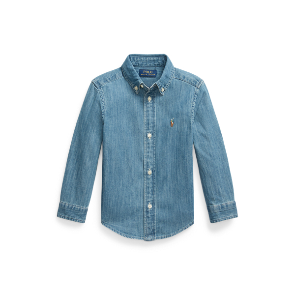 Camisa em denim e algodão