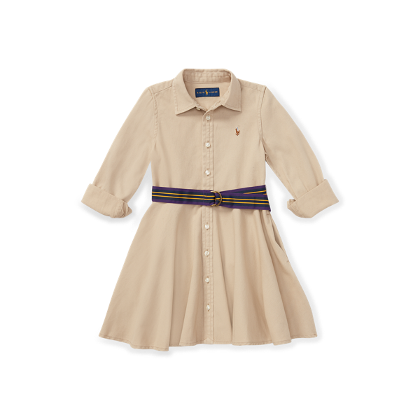 Robe-chemise ceinture coton chino