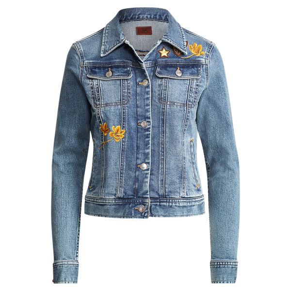 polo jean jacket with patches