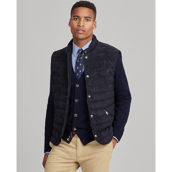 ralph lauren quilted suede vest