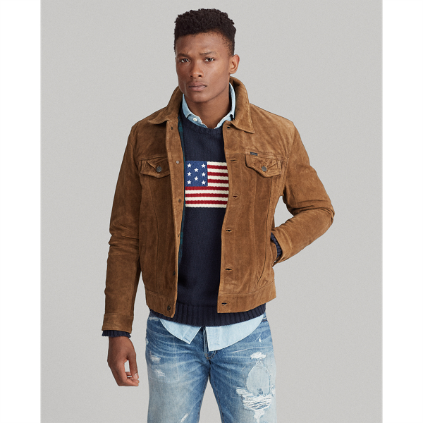 polo ralph lauren suede trucker jacket