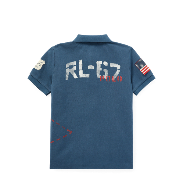 cotton mesh graphic polo shirt