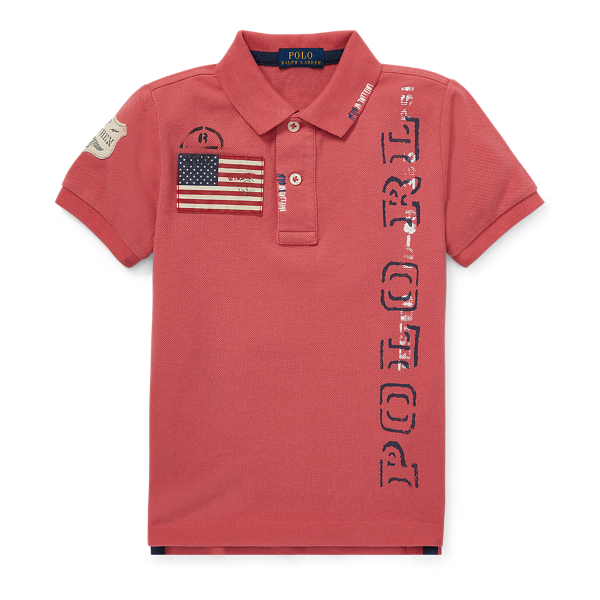 cotton mesh graphic polo shirt