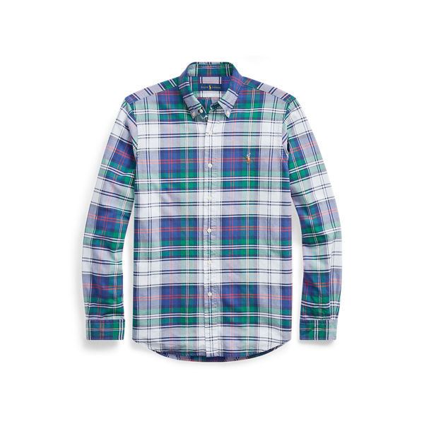 polo ralph lauren men's classic fit plaid oxford shirt