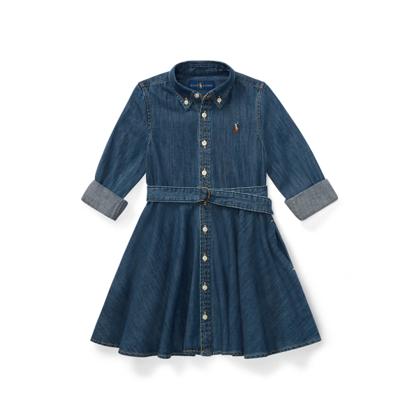 Vestido camiseiro em denim de algodão