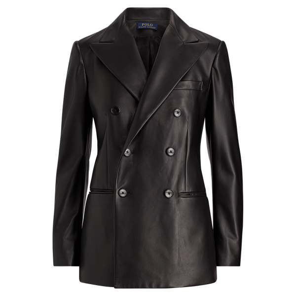 Double breasted leather blazer deals