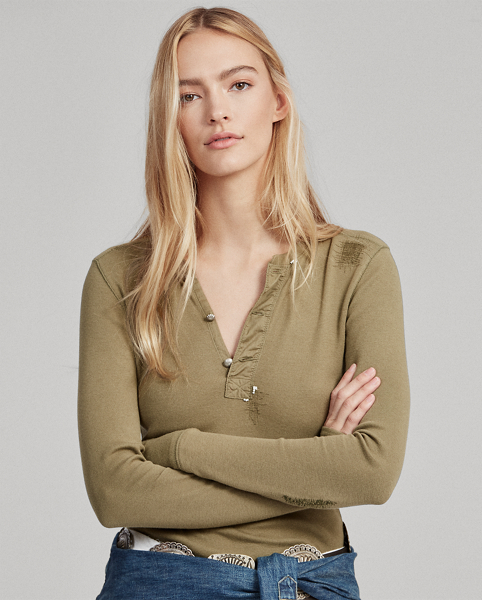 Polo Ralph Lauren Distressed Cotton Henley Shirt 1
