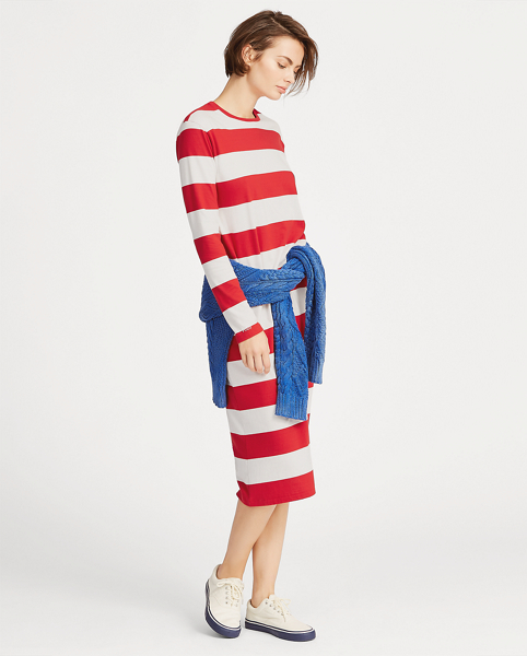 striped t shirt dress midi