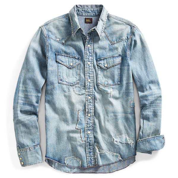distressed denim shirt men