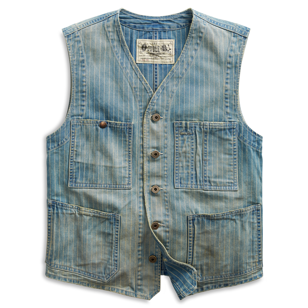 Indigo Striped Twill Vest