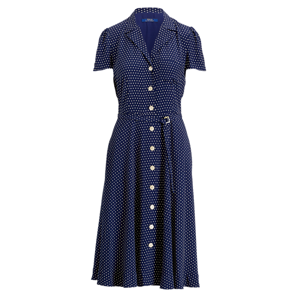 ralph lauren blue polka dot dress