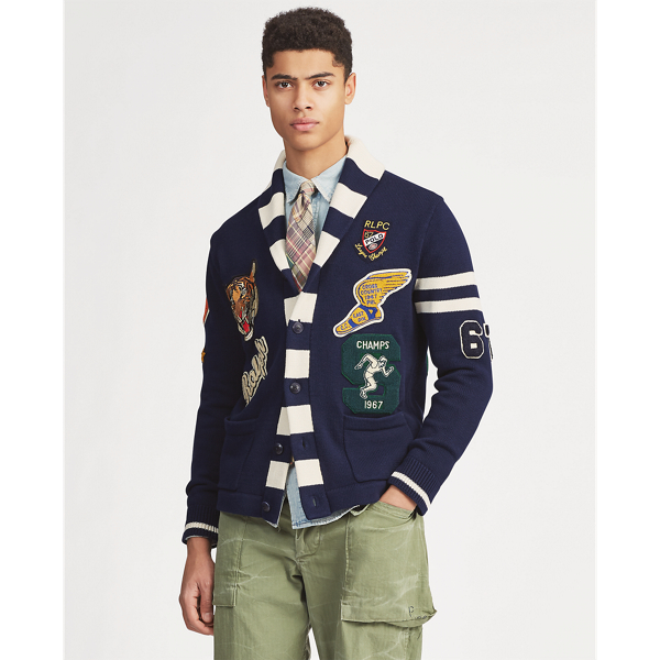 ralph lauren cotton letterman cardigan
