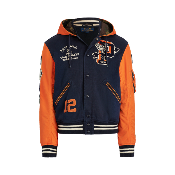 polo ralph lauren hooded letterman jacket