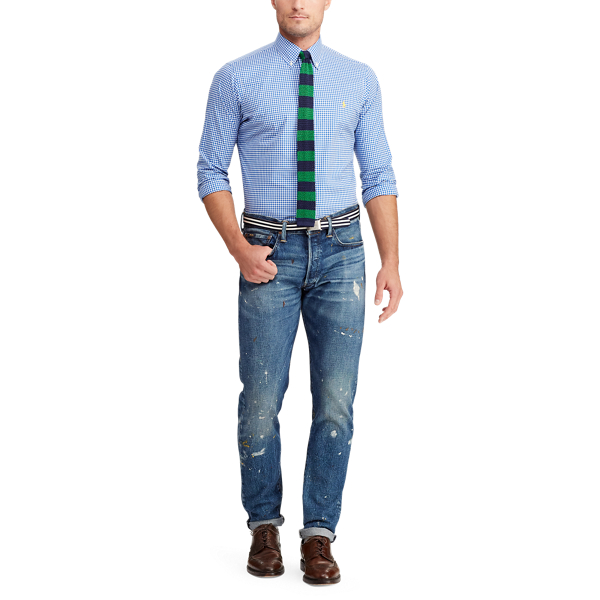 Chemise Homme Lauren Ralph Lauren Taille S Ajustée – Rayures Multicolores, Col Boutonnière, Occasion Très Bon état