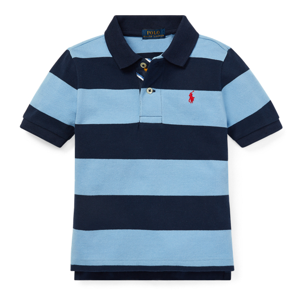 Striped Cotton Mesh Polo Shirt