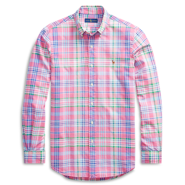 pink plaid polo shirt