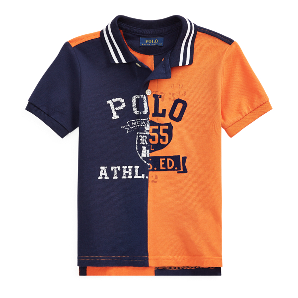 cotton mesh graphic polo shirt