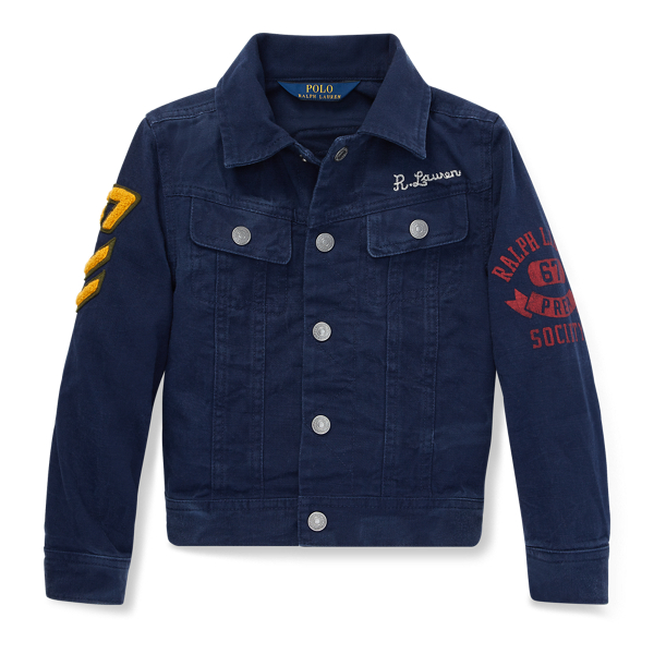 denim graphic trucker jacket