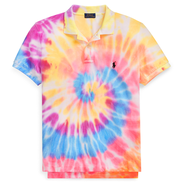 Button Up Polo Shirt In Tie Dye Blue main image 0
