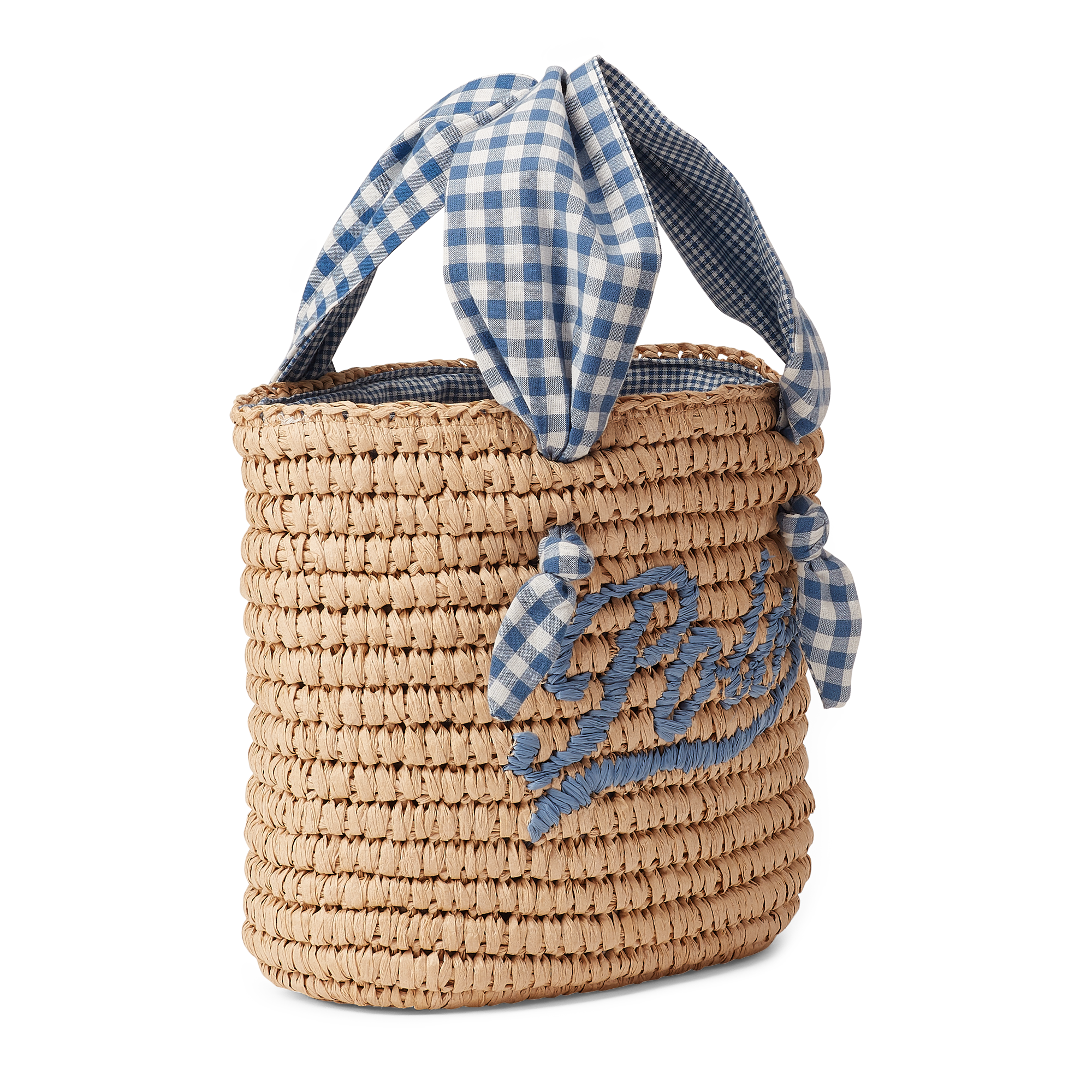Ralph Lauren Gingham Logo Straw Tote. 2