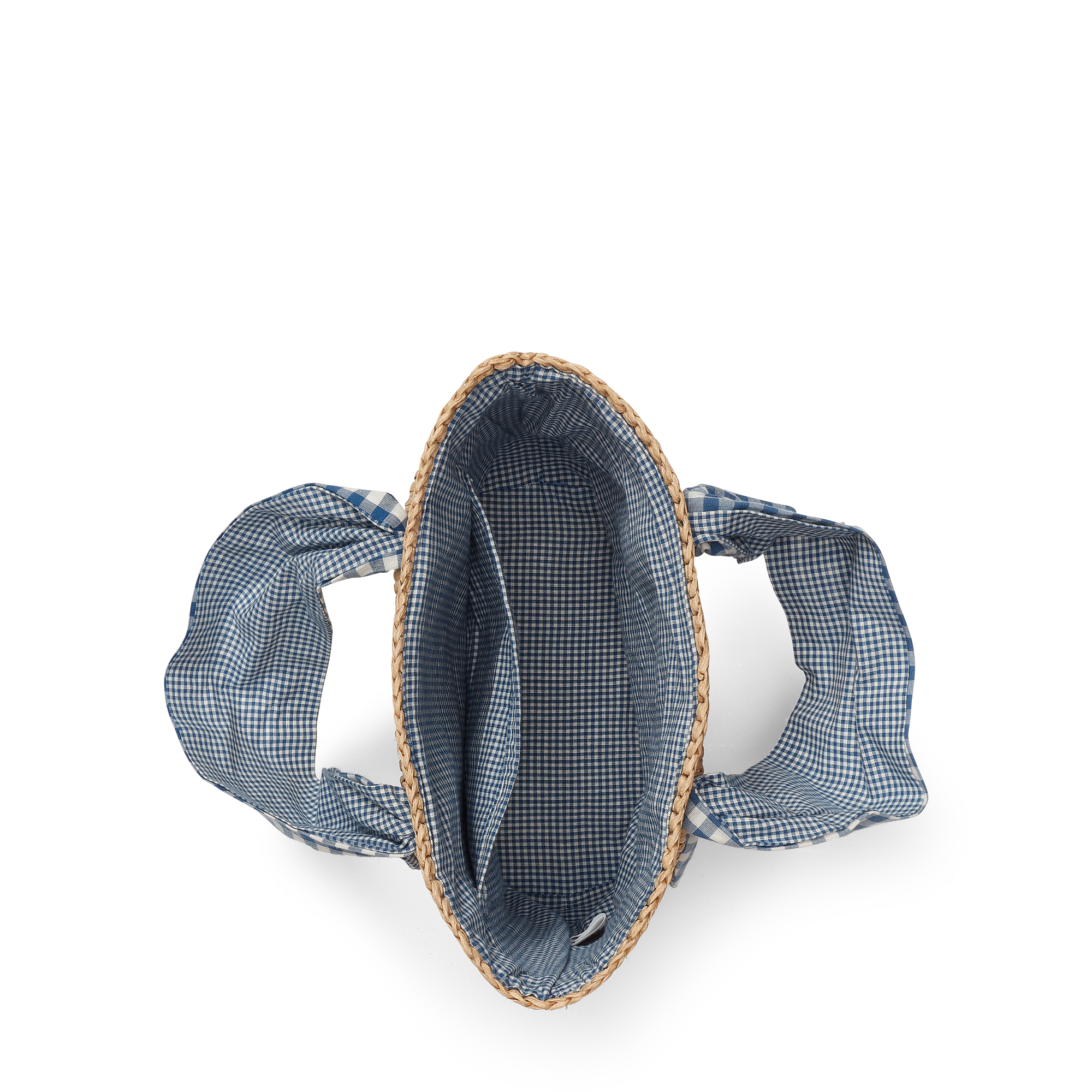 Ralph Lauren Gingham Logo Straw Tote. 4