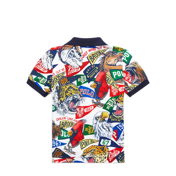 cotton mesh graphic polo shirt