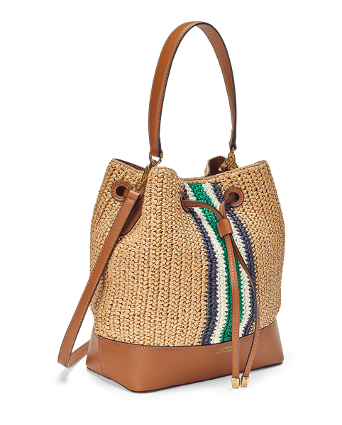 drawstring straw bag