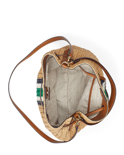 drawstring straw bag