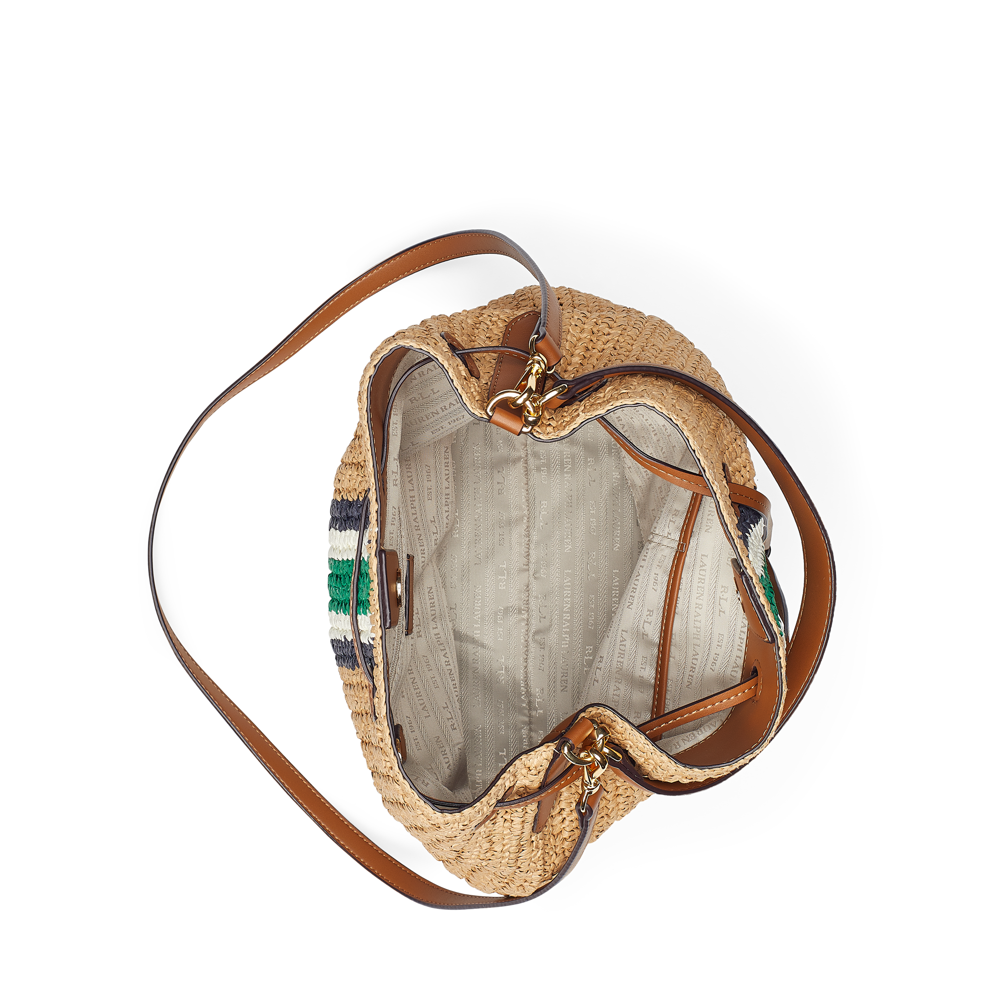 Ralph Lauren Straw Debby Drawstring Bag. 4