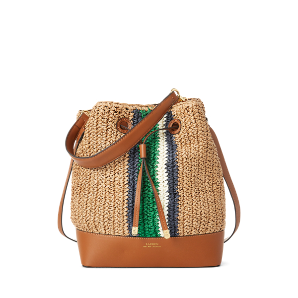 ralph lauren straw debby drawstring bag