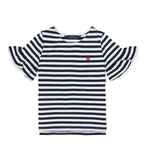 Ruffle-Sleeve Cotton Top