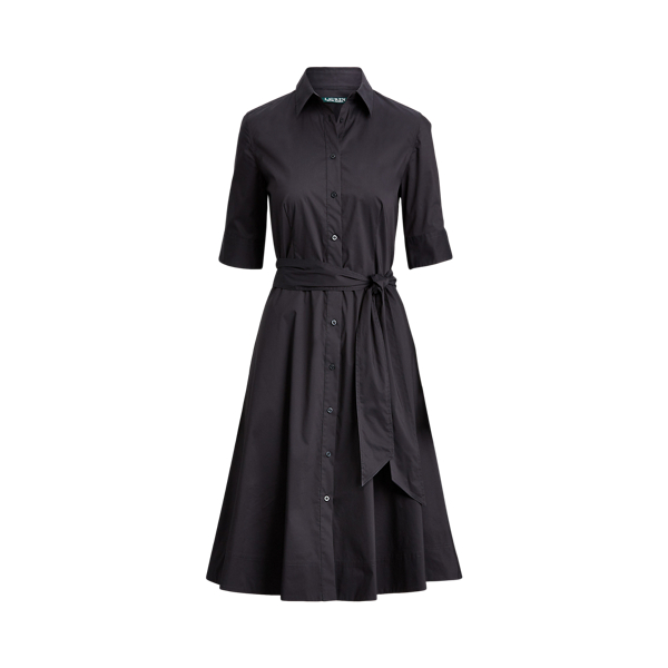 Vestido camiseiro de algodão com cinto