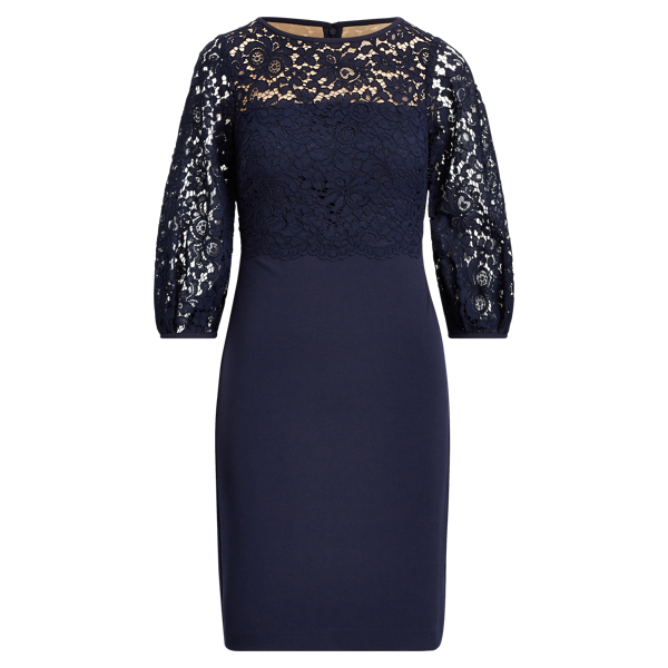 ralph lauren lace trim jersey dress