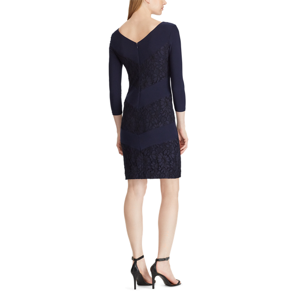 ralph lauren lace trim jersey dress