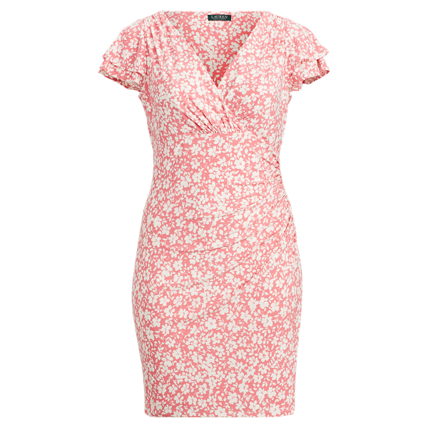 ralph lauren floral ruched jersey dress