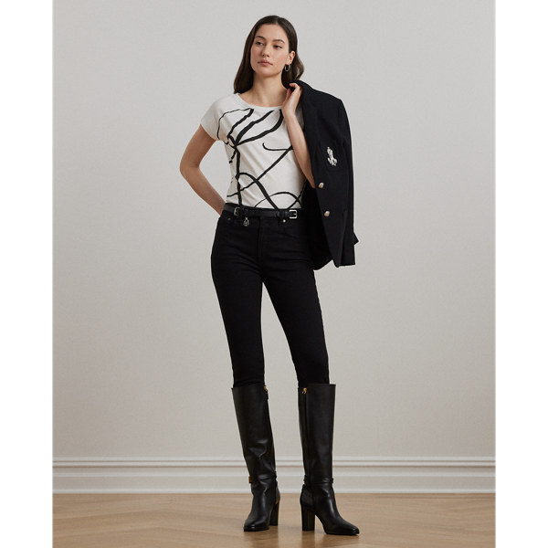 Lauren Top in katoenmix met geprint logo 3