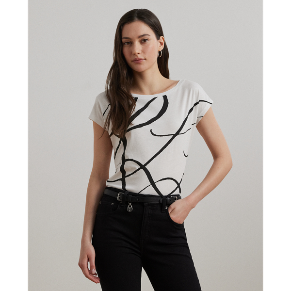 Lauren Top in katoenmix met geprint logo 1