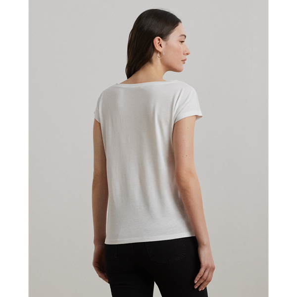Lauren Top in katoenmix met geprint logo 5