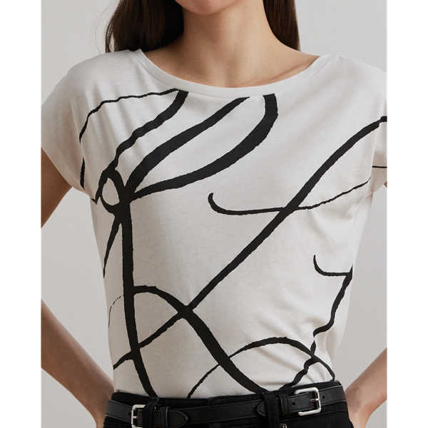 Lauren Top in katoenmix met geprint logo 6