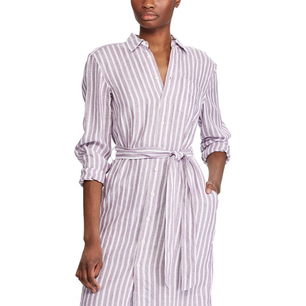 ralph lauren striped linen shirtdress